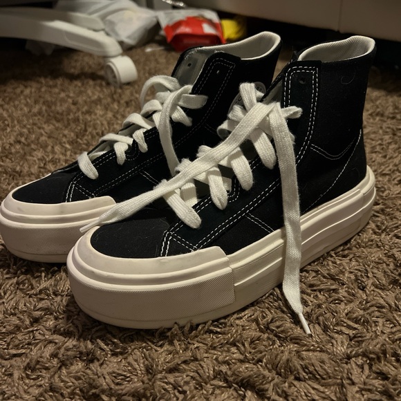 Converse Black and White High-Top Platform Sneakers - Picture 5 of 5